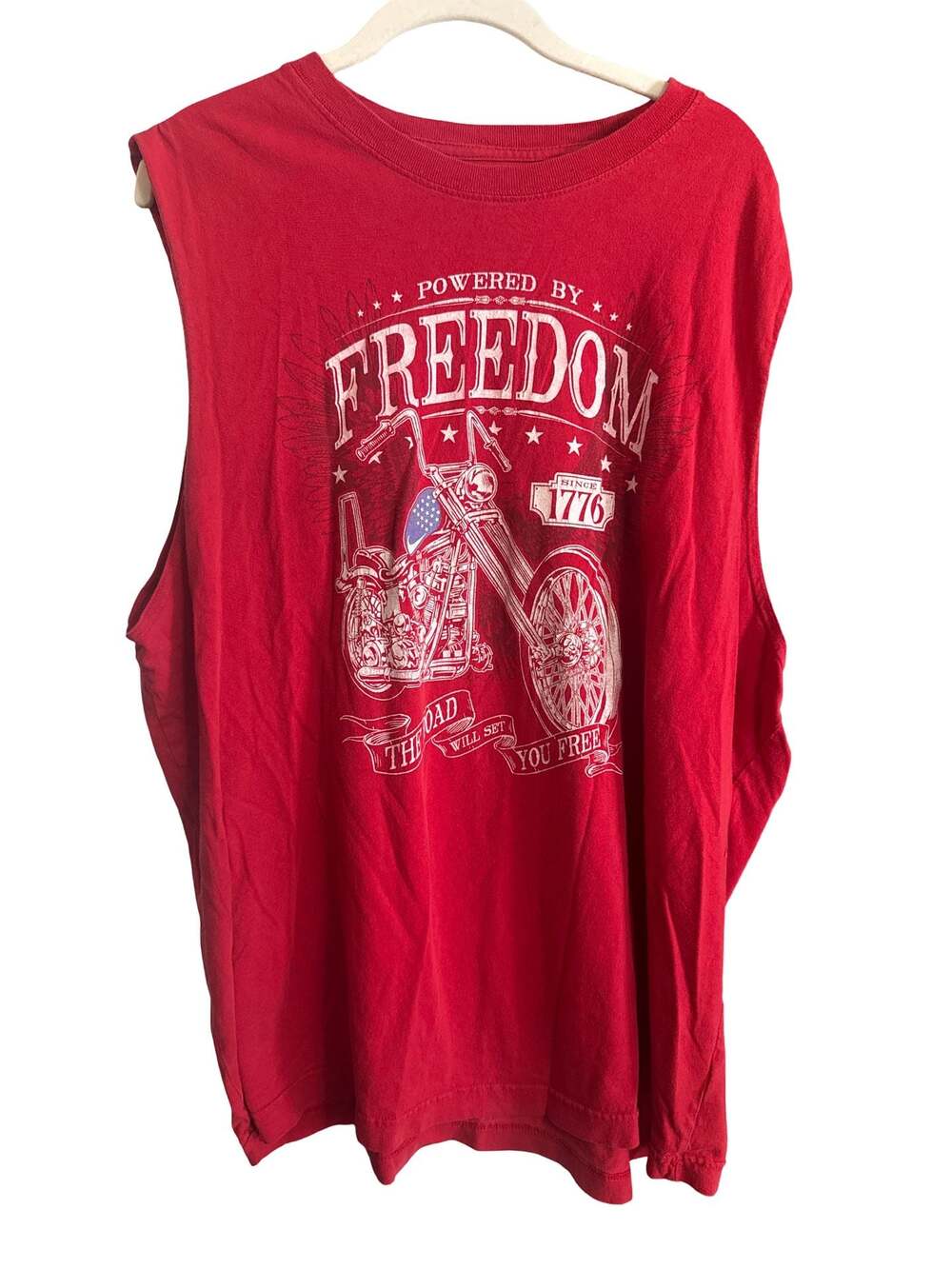 Way To Celebrate Patriotic Red Freedom Motorcycle Muscle Tank Top XL